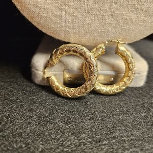 Vintage JCM 925 stamped gold plated hoop earrings